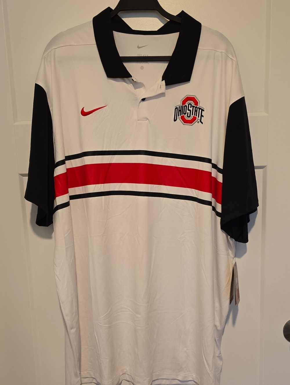 Nike White, Red & Black Ohio State Polo Shirt
